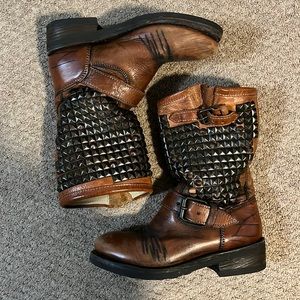 Ash distressed studded boots